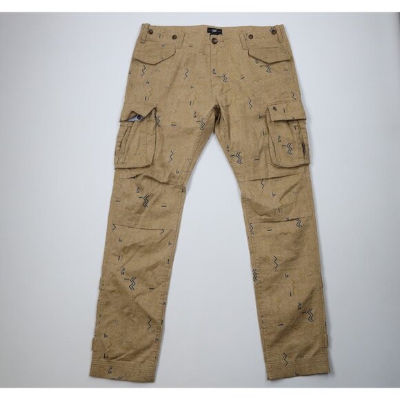 Rocksmith Mens Size 38x36 Abstract Geometric Strap Skateboard Cargo Pants Beige - Picture 1 of 14